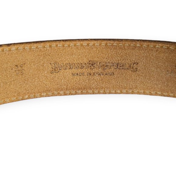 Vintage Banana Republic Save the Tiger 100% Leather Belt with Bone Buckle